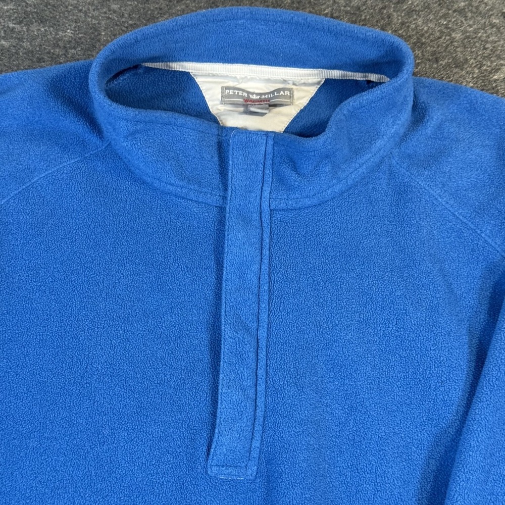 Peter Millar Warmth Fleece 1/4 Zip Sweater Men's Large Blue Golf Pullover Preppy